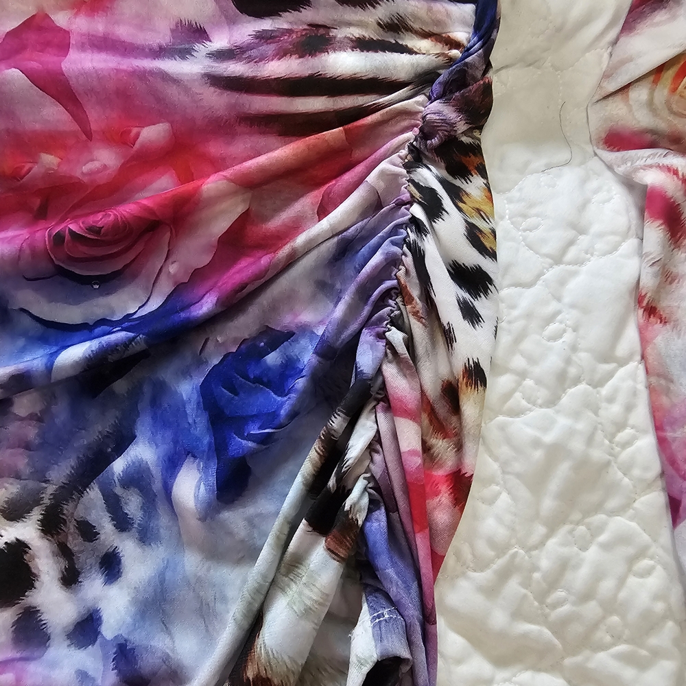 Boston Proper sz Large XL Vibrant Floral Zebra Knit Top - Picture 5 of 9